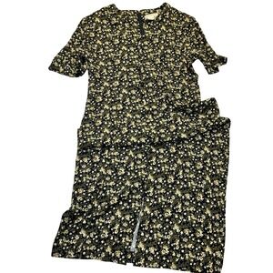 Express Floral Maxi Dress Womens 13/14 Black Green Vintage 90s Cottagecore Rayon